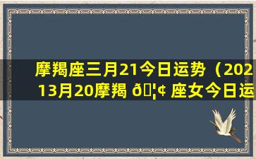 摩羯座三月21今日运势（20213月20摩羯 🦢 座女今日运势）